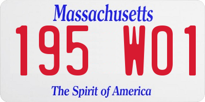 MA license plate 195WO1
