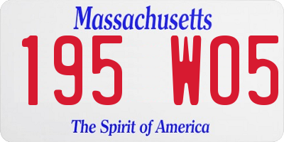 MA license plate 195WO5