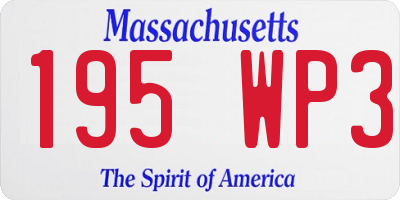 MA license plate 195WP3