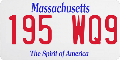 MA license plate 195WQ9