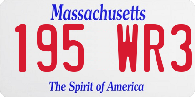 MA license plate 195WR3