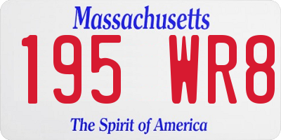 MA license plate 195WR8