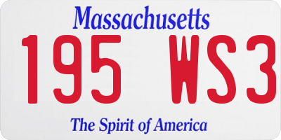 MA license plate 195WS3