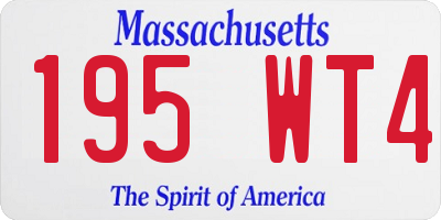 MA license plate 195WT4