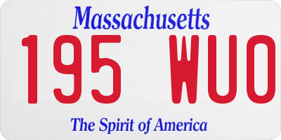 MA license plate 195WU0