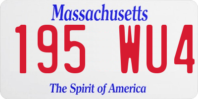 MA license plate 195WU4