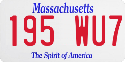 MA license plate 195WU7