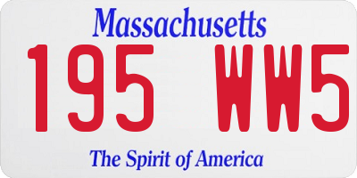 MA license plate 195WW5