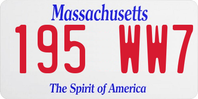 MA license plate 195WW7