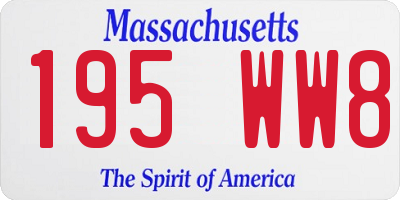 MA license plate 195WW8