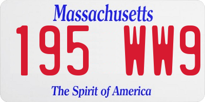 MA license plate 195WW9