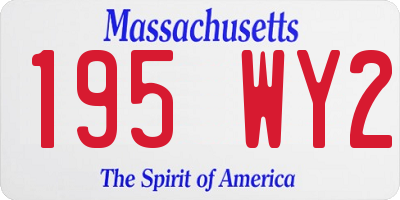 MA license plate 195WY2