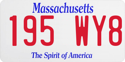 MA license plate 195WY8