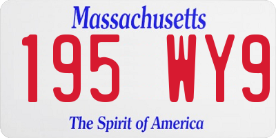 MA license plate 195WY9