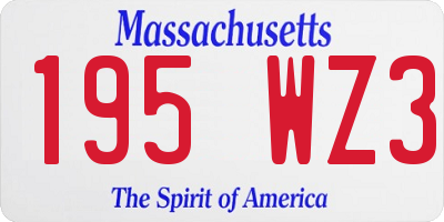 MA license plate 195WZ3