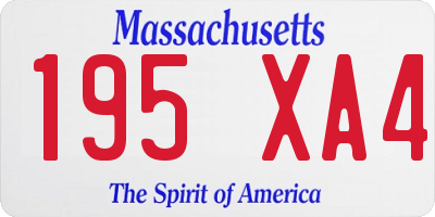 MA license plate 195XA4