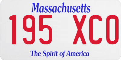 MA license plate 195XC0