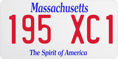 MA license plate 195XC1