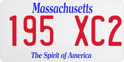 MA license plate 195XC2