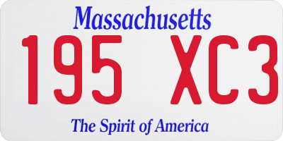 MA license plate 195XC3