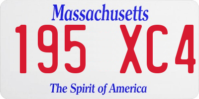 MA license plate 195XC4