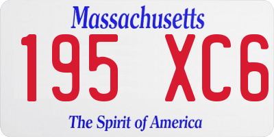 MA license plate 195XC6