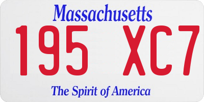 MA license plate 195XC7