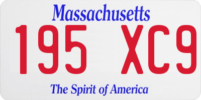 MA license plate 195XC9