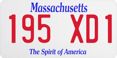 MA license plate 195XD1