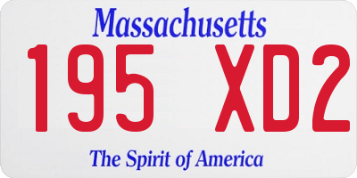 MA license plate 195XD2