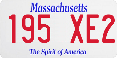 MA license plate 195XE2