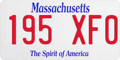MA license plate 195XF0