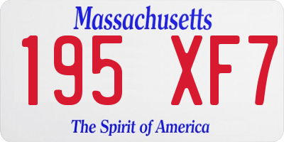 MA license plate 195XF7