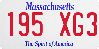 MA license plate 195XG3