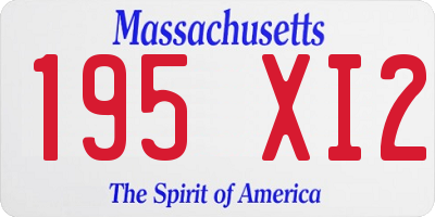 MA license plate 195XI2