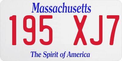 MA license plate 195XJ7