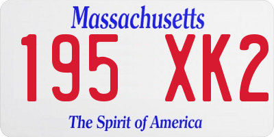 MA license plate 195XK2
