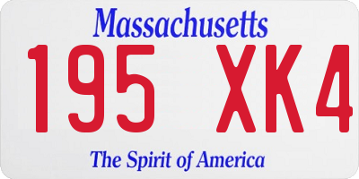 MA license plate 195XK4
