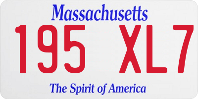 MA license plate 195XL7