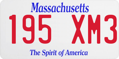 MA license plate 195XM3