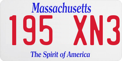 MA license plate 195XN3
