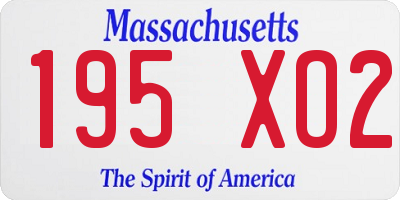 MA license plate 195XO2