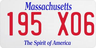 MA license plate 195XO6