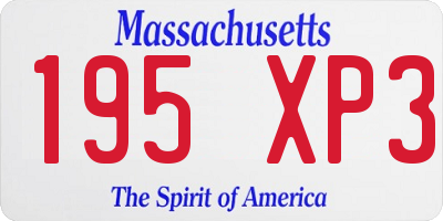 MA license plate 195XP3