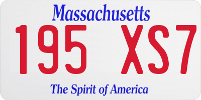 MA license plate 195XS7