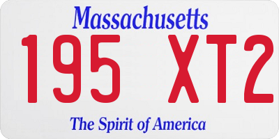 MA license plate 195XT2