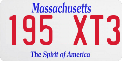 MA license plate 195XT3