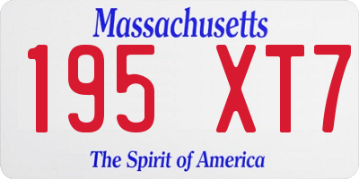 MA license plate 195XT7