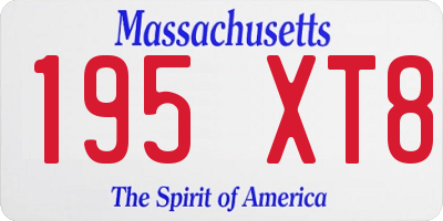 MA license plate 195XT8