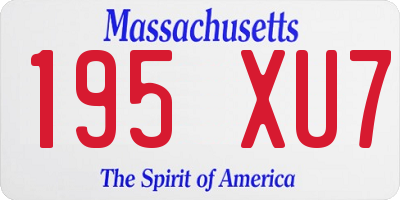 MA license plate 195XU7